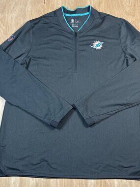 Nike Dri-Fit Miami Dolphins Gray 1/4 Zip Long Sleeve Pullover Jacket  XL